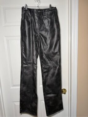 Divided Black Faux Leather Pants with Classic Waistband